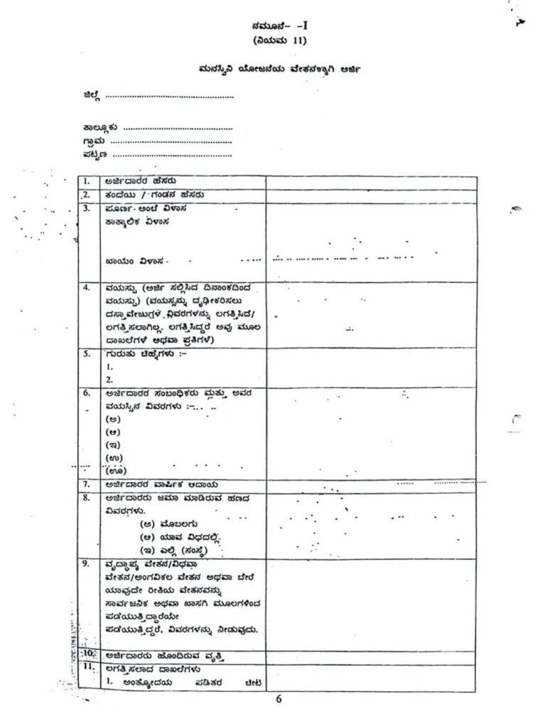 MANASWINI SCHEME FORM
