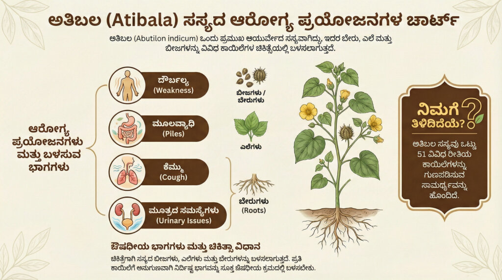 abutilon indicum atibala medicinal uses kannada