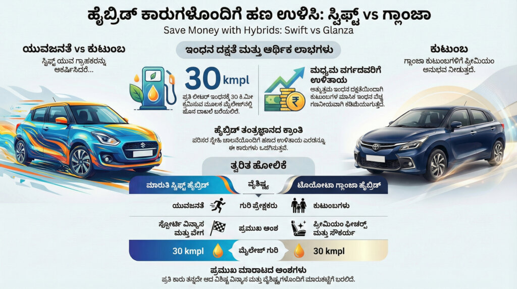 best mileage hybrid cars swift vs glanza kannada