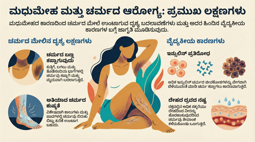 skin darkening and dry skin diabetes symptoms