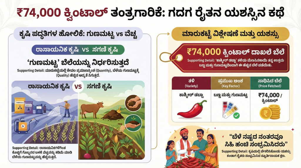 gadag chilli price record 74000 farmers shocking news