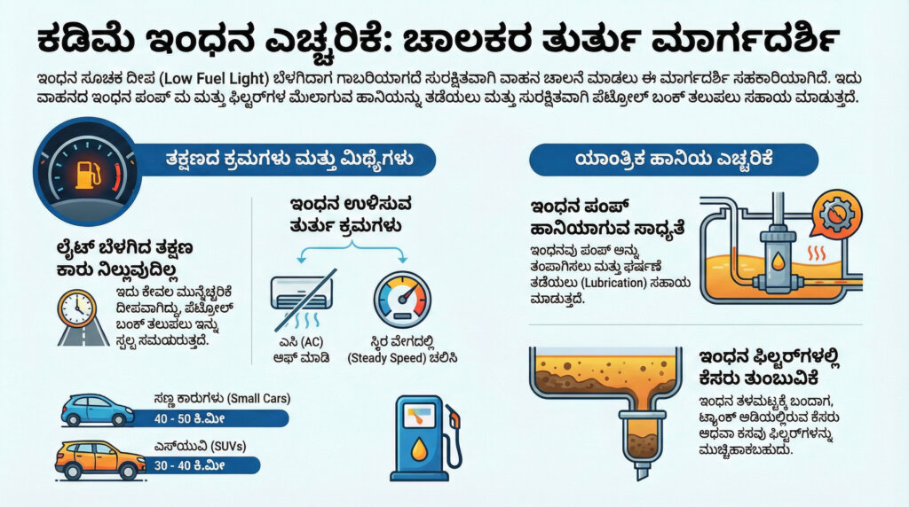 how many km car runs on reserve fuel tank