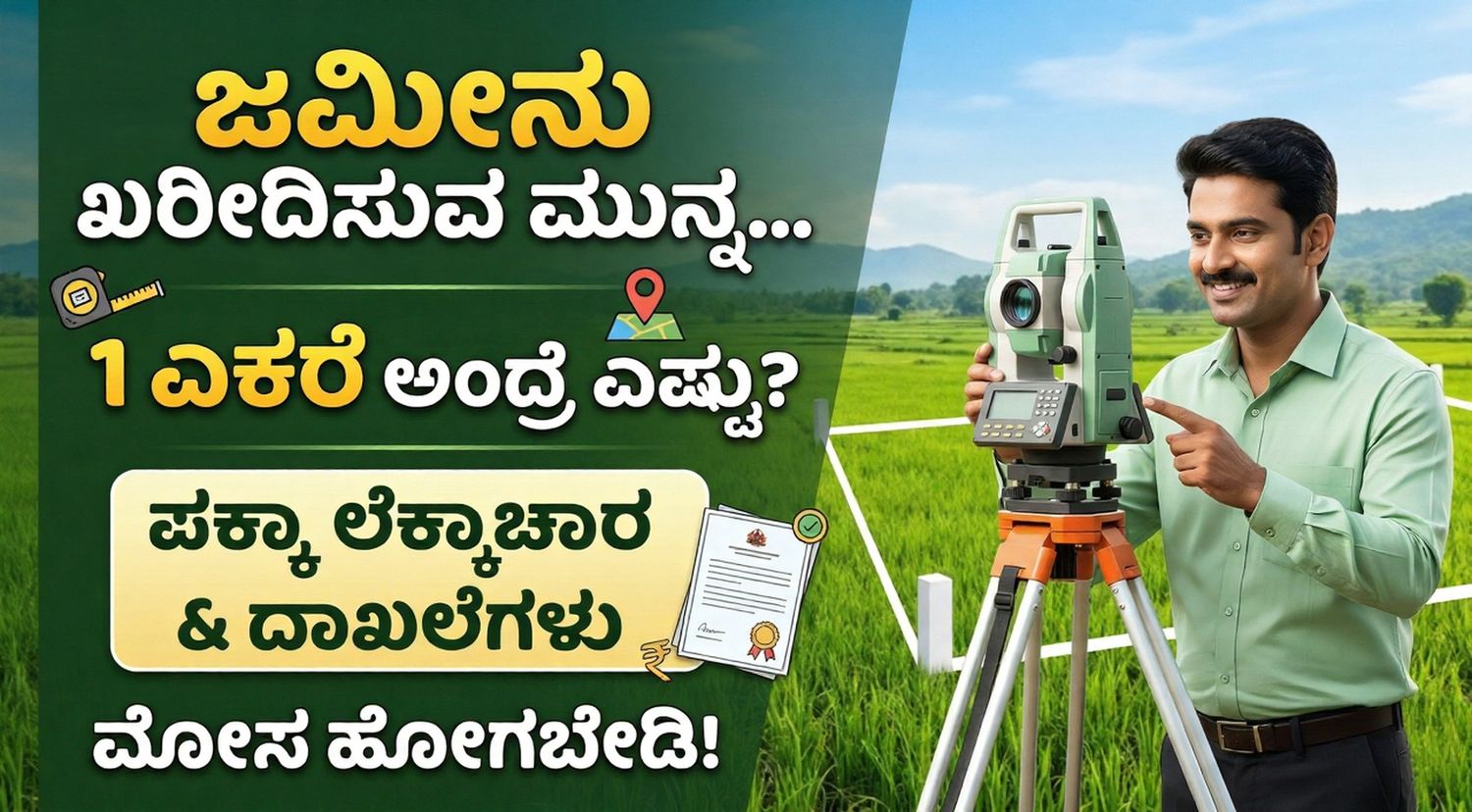 1 ಎಕರೆ ಅಂದ್ರೆ ಎಷ್ಟು? ಜಮೀನು ಖರೀದಿಸುವ ಮುನ್ನ ಈ ಪಕ್ಕಾ ಲೆಕ್ಕಾಚಾರ ಮತ್ತು ದಾಖಲೆಗಳ ಮಾಹಿತಿ ನಿಮಗಿರಲಿ!