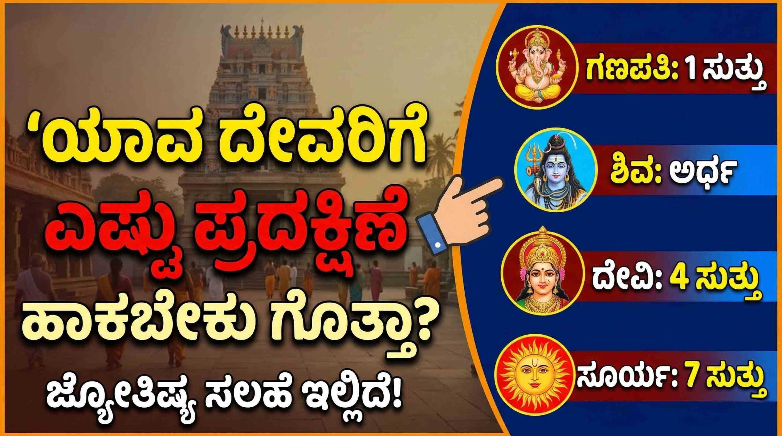 ದೇವಸ್ಥಾನಕ್ಕೆ ಹೋದಾಗ ಎಲ್ಲರಿಗೂ 3 ಪ್ರದಕ್ಷಿಣೆ ಹಾಕುತ್ತಿದ್ದೀರಾ? ನಿಲ್ಲಿ! ಯಾವ ದೇವರಿಗೆ ಎಷ್ಟು ಸುತ್ತು ಬರಬೇಕು ಗೊತ್ತಾ?