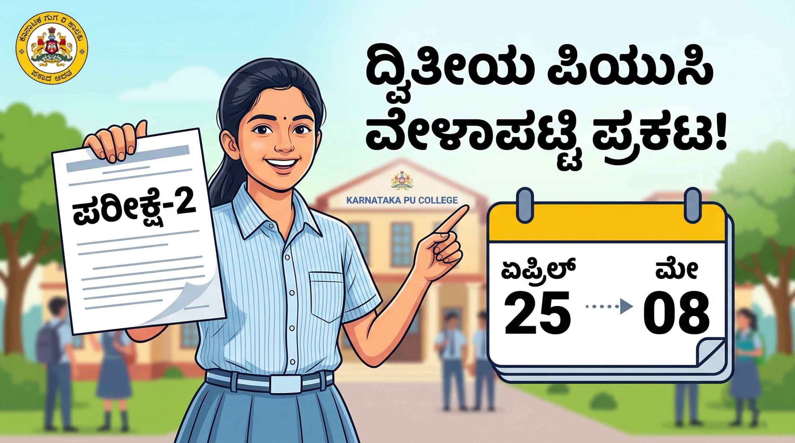 karnataka 2nd puc exam 2 revised timetable 2026 dates scaled
