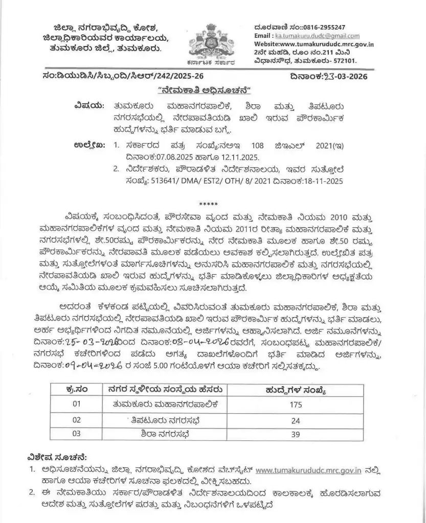 tumkur recruitment