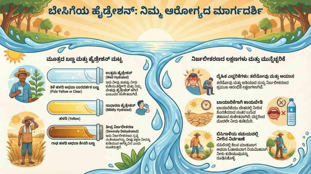 urine color meaning hydration levels kannada
