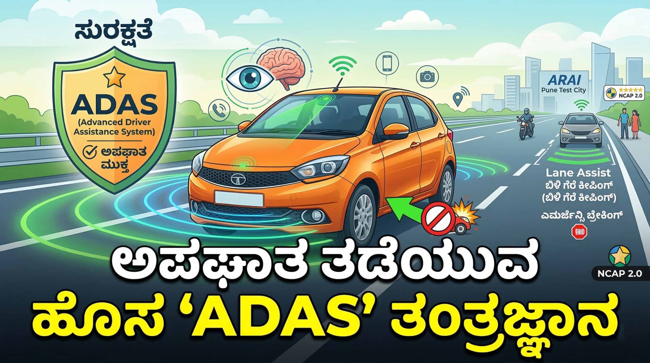 what is adas car safety technology india kannada scaled