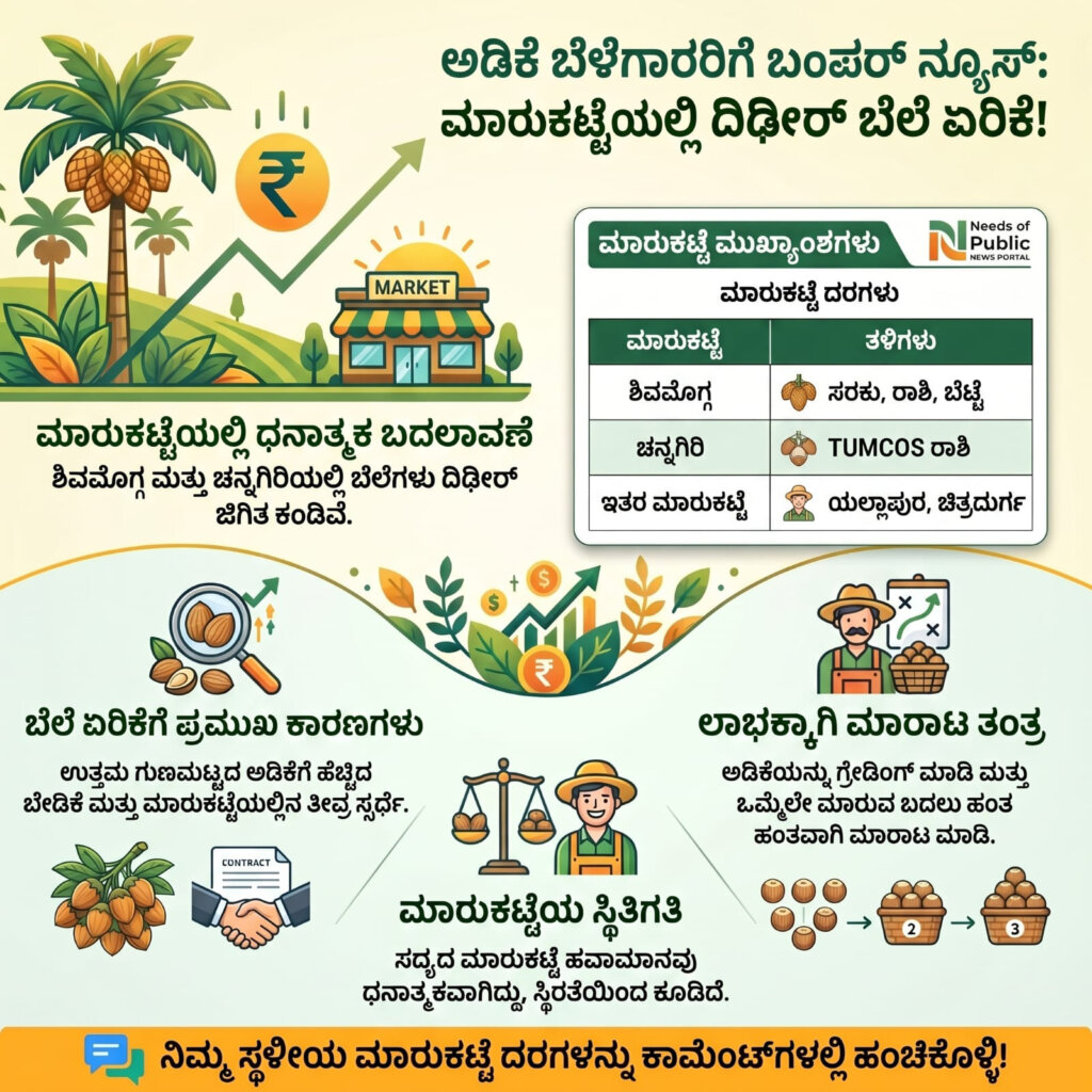 ಅಡಿಕೆ ಮಾರುಕಟ್ಟೆ ಬೆಲೆ ಏರಿಕೆ ಮಾಹಿತಿ