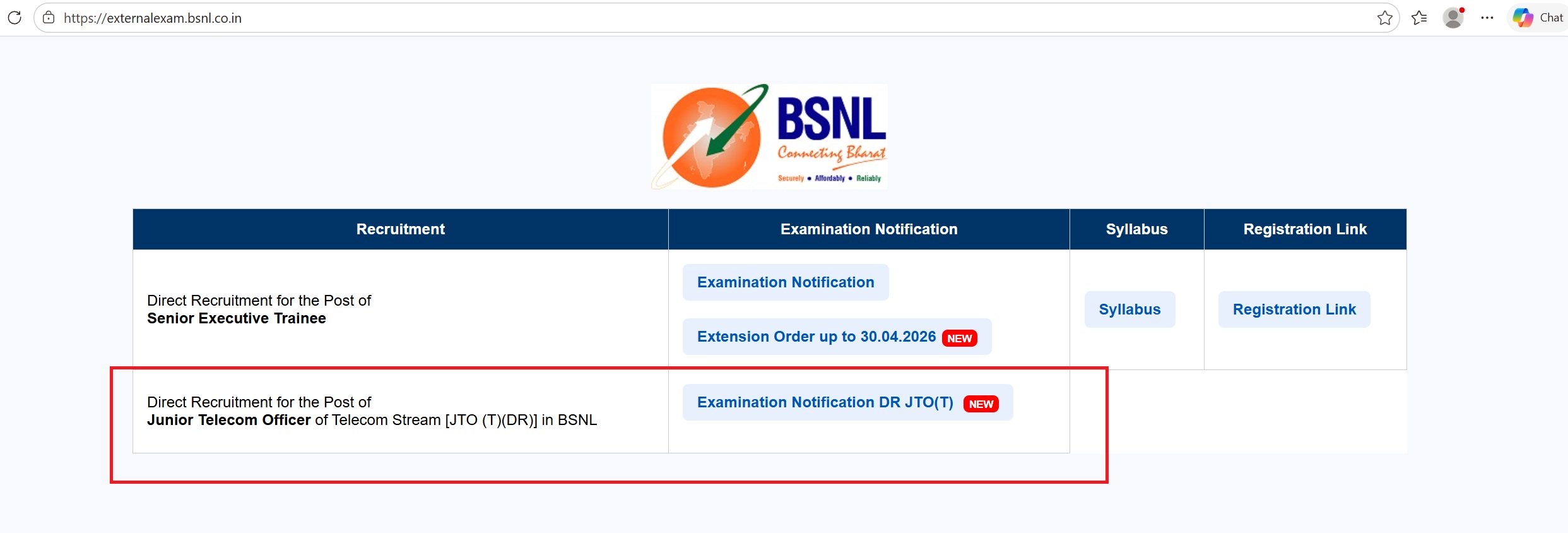 BSNL JTO recruitment 2026 apply now