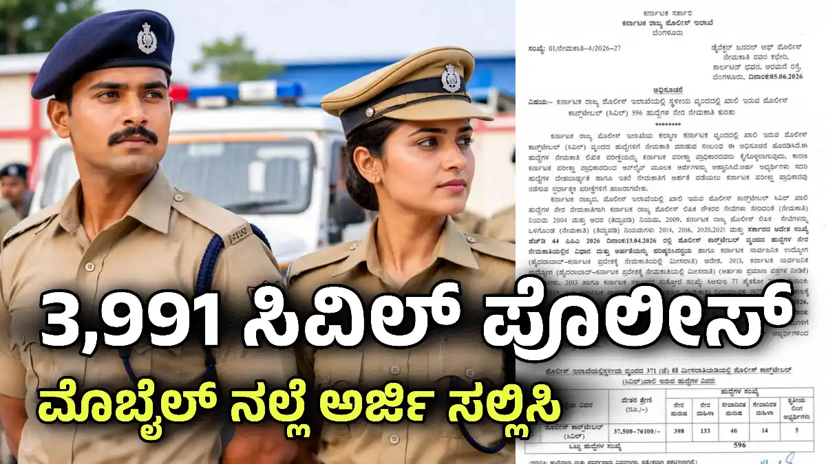 3991 ಸಿವಿಲ್ ಪೊಲೀಸ್ civil police apply now